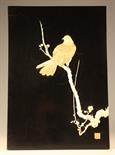 A Late 19th Century Japanese Black Lacquered Plaque inset with ivory finely carved with a