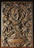 A Fine 17th Century Relief Carved Oak Panel depicting the Resurrection of Christ, above a scribed