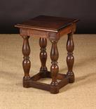 A Late 18th/Early 19th Century Italian Joined Walnut Stool.  The square seat with moulded edge