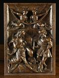 A Fine 16th Century Relief Carved Oak Panel depicting The Nativity, 12 ins x 8½ ins (31 cms x 22