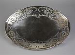 A Pretty Walker & Hall Silver Dish of oval quatrefoil form having a decoratively pierced scrolling