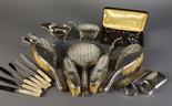 A Silver Backed Brush Set by James Deakin & Sons hallmarked Chester 1923 and engraved with