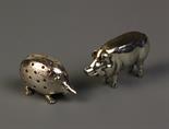 A Silver Hedgehog and Pig Novelty Pin Cushion. Both sweet items, the hedgehog decorated with small