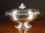 A Large Silver Tureen & Cover with 950 stamp.  The round tureen on a pedestal foot with a slightly