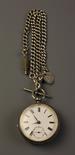 A Gentleman's Silver Pocket Watch and Albert.  The watch hallmarked Birmingham 1892 on an 18 inch (