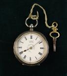 A Lady's Silver Pocket Watch in an engraved case; the dial inscribed J. Grant Leeds, Swiss made, and