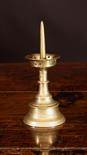 A Small 15th Century Gothic Bronze Pricket Stick, the drip pan pierced with trefoils on a fillet