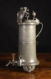 A Large & Impressive 18th Century Pewter Flagon of the Weavers' Guild, Schleifkanne, Bratislava,