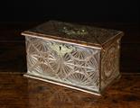 A Small 18th Century Boarded Oak Box of rectangular form with geometric chip carved decoration and