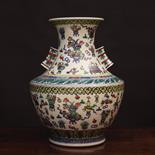 A Large Chinese Vase of shouldered bulbous form decorated in polychrome enamels with potted