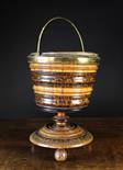 A 19th Century Turned Treen Peat Bucket. The splayed ripple moulded sides decorated with