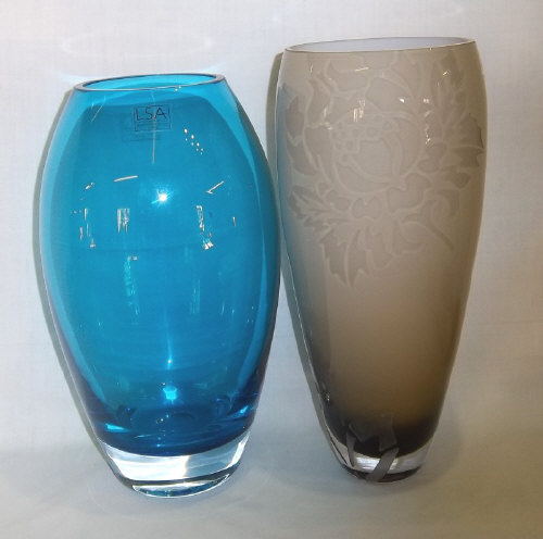 Lg Royal Doulton Glass Vase With Etched Dec 1 Other Glass Vase