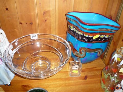 A Jasper Conran Stuart Crystal Bowl A Silver Topped Bottle And A