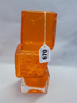 A Whitefriars Tangerine Drunken Bricklayer Vase By Geoffrey