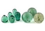 Eight various Victorian soda glass weights, largest 14cm. high