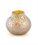 A Loetz glass vase, ovoid form, the dimpled glass covered in a golden iridescent finish unsigned 9.