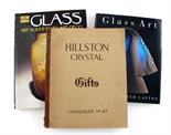 A collection of reference books on design, mainly glass, including Glass Art Nouveau to Art Deco