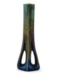 A Loetz glass vase the design attributed to Marie Kirschner, diamond section, the slender vase