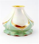A Steuben glass shade, fluted rim, with pulled lustrous design 12cm. high