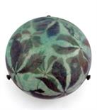 A Legras internally decorated glass plaffonier, internally decorated with chestnut leaves in brown