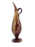 A La Verre Francais cameo glass ewer, slender form with applied loop handle, purple glass acid