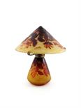 A good Art Nouveau Galle cameo glass Honeysuckle table lamp by Emile Galle, the tapering conical