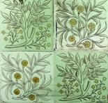 A collection of thirty-four Morris & Co glass quarries, square, painted with simple wild flower
