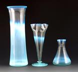 A James Powell & Sons Whitefriars Blue Opal glass vase, probably designed by Harry Powell, gently