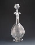 A James Powell & Sons Whitefriars glass decanter and stopper, ovoid, footed form with flaring