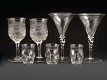 A pair of James Powell & Sons Whitefriars Roman cut glasses designed by Harry Powell, eight other