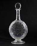 A James Powell & Sons, Whitefriars shallow cut clock face decanter and stopper, designed by Harry