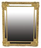 A R?gence giltwood wall mirror, with a rectangular plate surrounded by marginal bevelled plates,