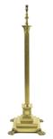 A late Victorian brass Corinthian column standard lamp, the adjustable stem to a stepped base and