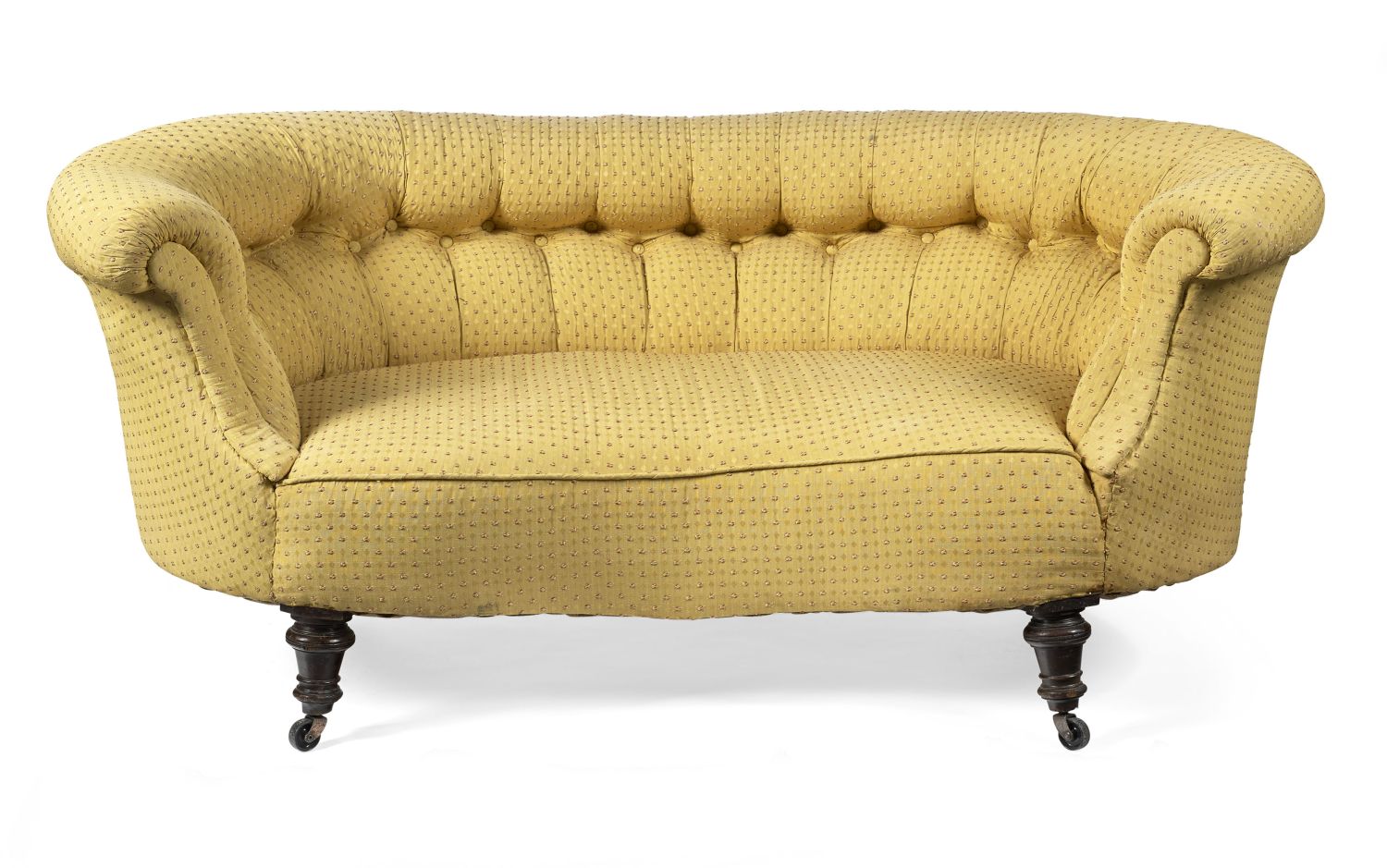 VICTORIAN BUTTON UPHOLSTERED SMALL SOFA LATE 19TH CENTURY