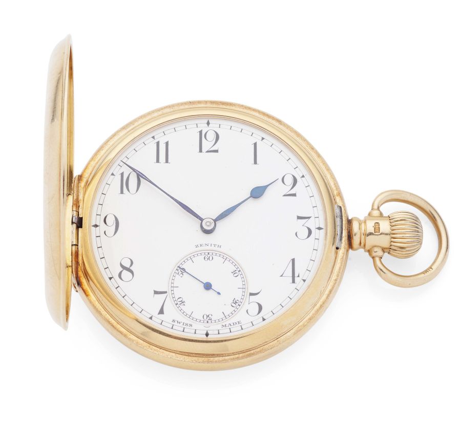 ZENITH An early 20th century 18ct gold hunter cased pocket watch with