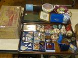 Poole vases, watches and jewellery, cosmetics, china masks, miniature pictures, mineral set, Mettype