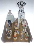 Large Beswick dalmatian and Shetland, Coalport lady, Goebel figure and six Hummel figures (10)