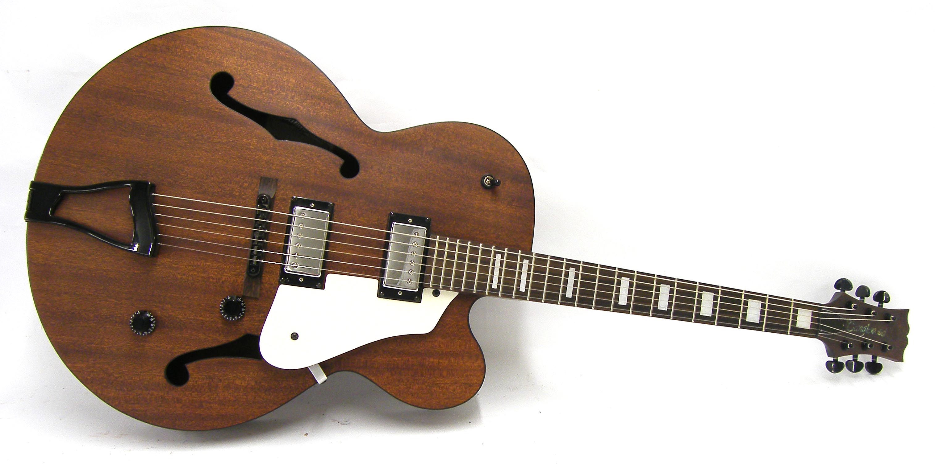 Tanglewood JZ501 electric arch top guitar, 22 fret rosewood fingerboard with pearl block positio