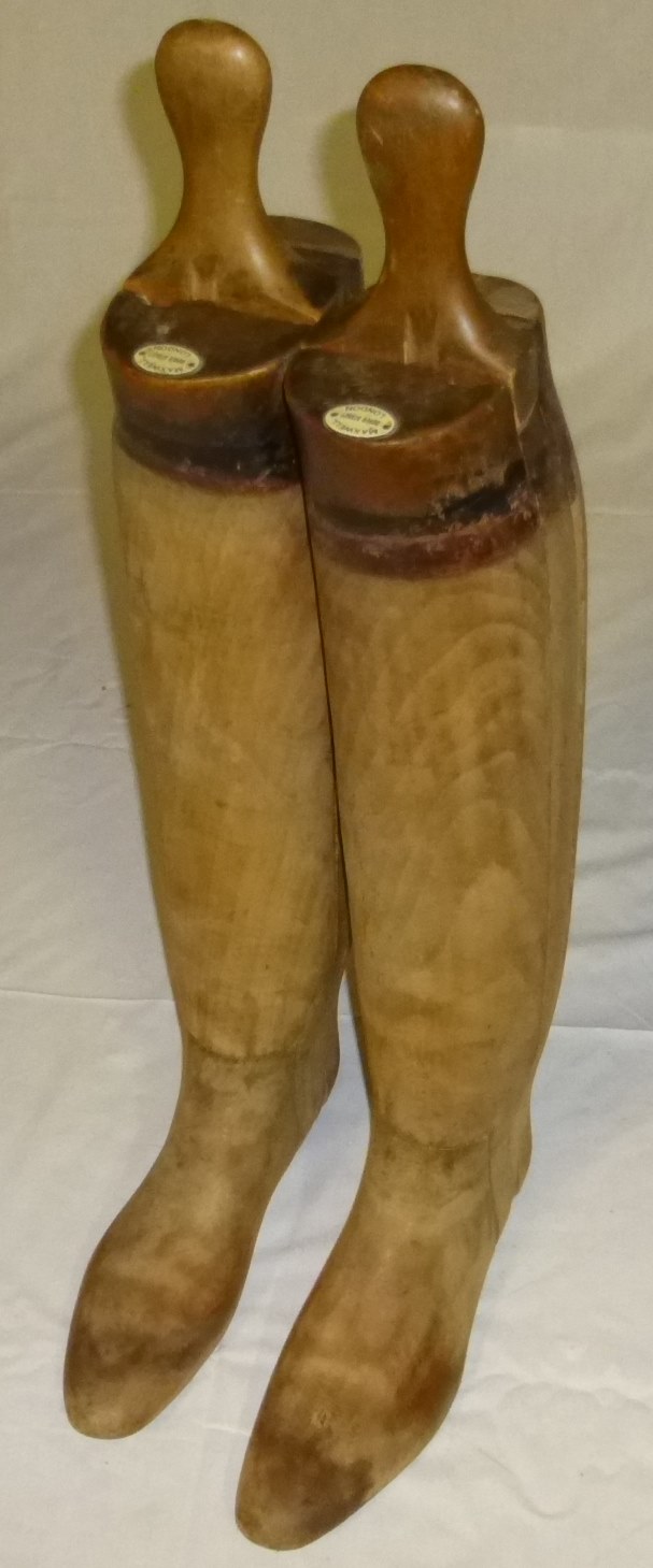 Pair of wooden boot trees by Maxwell of Dover Street, London