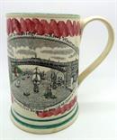 A Sunderland lustre frog mug, Iron Bridge Over The Wear, restored