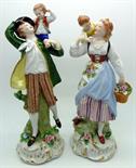 A pair of Sitzendorf figures, height 21.5cm