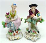 A pair of Sitzendorf figures, height 11cm