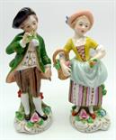 A pair of Sitzendorf figures, height 10.5cm