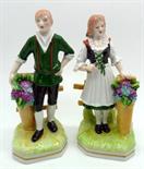 A pair of Sitzendorf figures, height 12cm