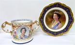 A Coalport commemorative plate and an Aynsley loving cup, Queen`s Golden Jubilee