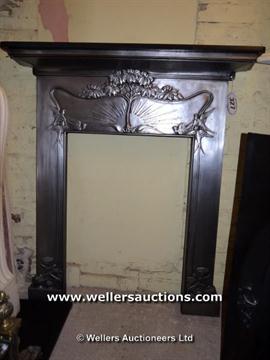 Art Nouveau Cast Iron Fire Surround With Stylised Pomegranite