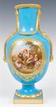 Mid-nineteenth century English vase, possibly Minton, cylindrical neck and ovoid body applied with