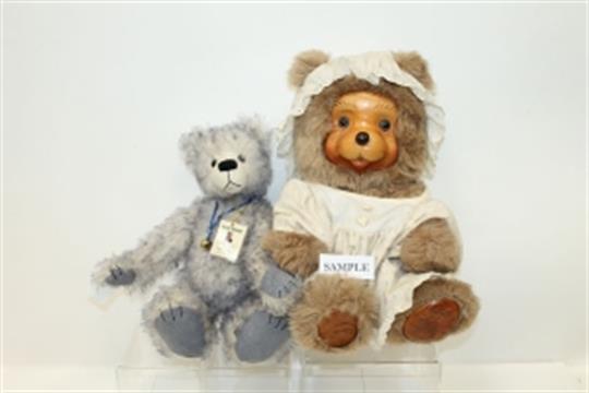 teddy bear with wooden face