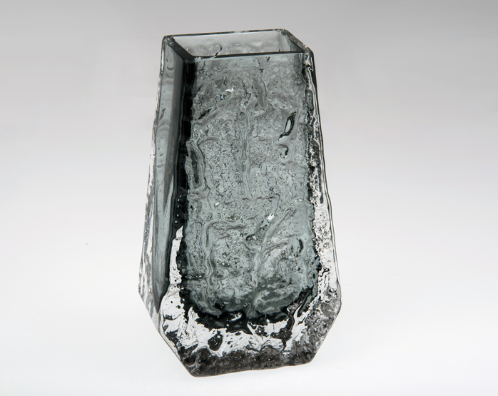 A WHITEFRIARS GLASS `COFFIN` VASE BY GEOFFREY BAXTER, circa 1967, flint