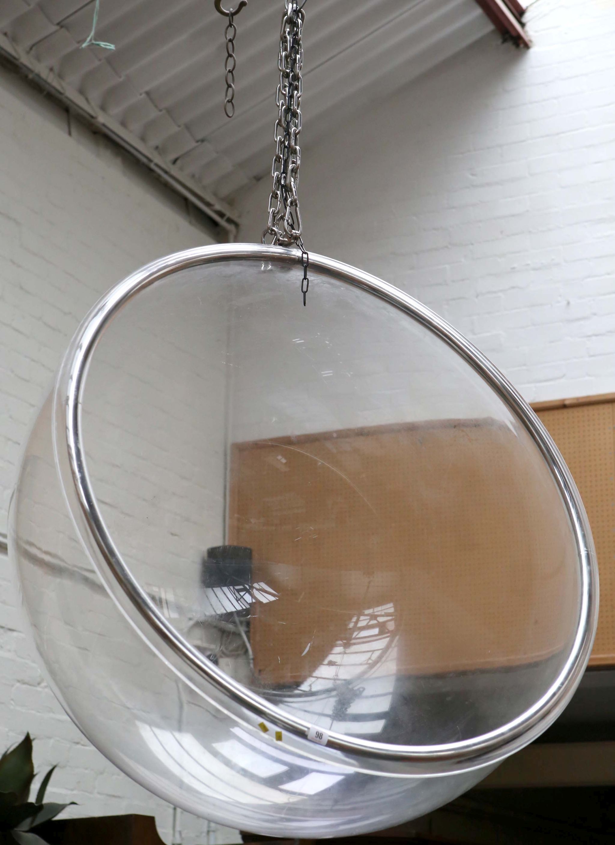 An Eero Aarnio style `Bubble Chair`, a clear perspex spherical hanging